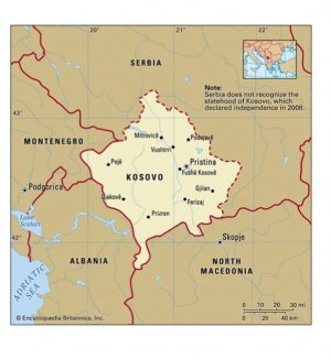 mapa ukazująca granice kosowo
