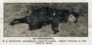 skan, wycinek z gazety ze Zdjęciem wykonane w kilka chwil po zgonie Szałkowskiego