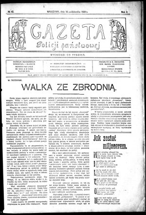 Skan okładki gazety policji państwowej z 1920 roku