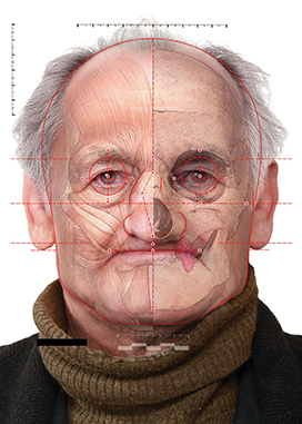 rekonstrukcja wyglądu  twarzy osoby w zakresie badań antroposkopijnych. Zdjęcie twarz mężczyzny