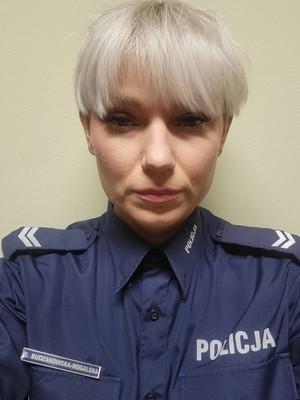 policjanci z materiału pomagamy i chronimy  st. sierż. Sandra Budzanowska-Rogalska