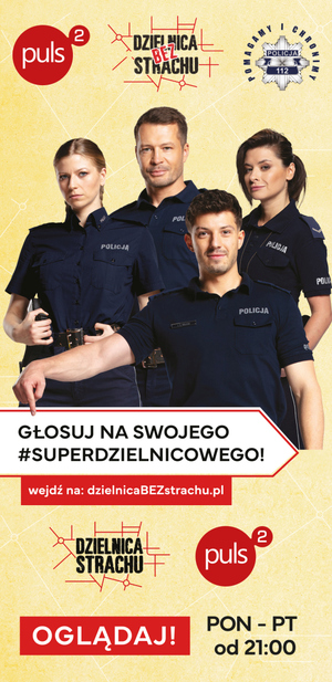 plakat z akcji superdzielnicowy z aktorami z serialu