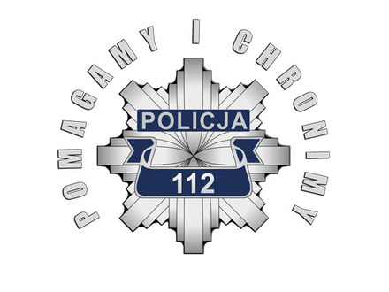Policyjna gwiazda otoczona napisem pomagamy i chronimy.