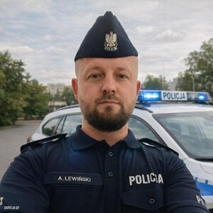 policjanci z materiału o policjantach ratujących obywateli podczas swoich służb przy budynkach i rqadiowozach