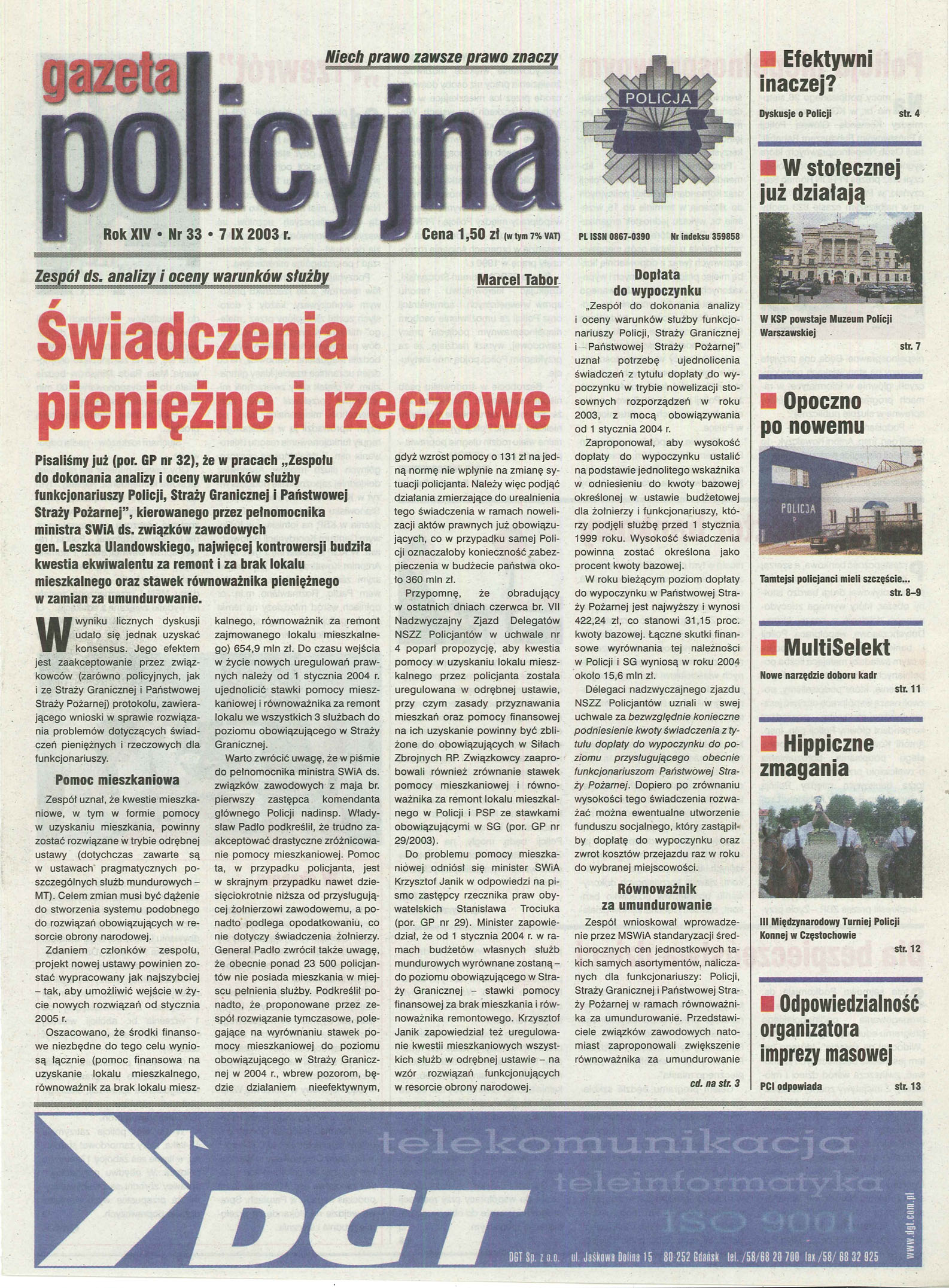 GP nr 33 07.09.2003 - Gazeta Policyjna - Portal polskiej Policji